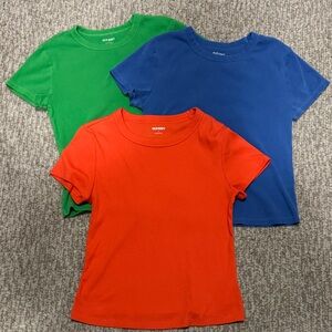 Old Navy Short Sleeve Ribbed Shirts - Red, Green, Blue